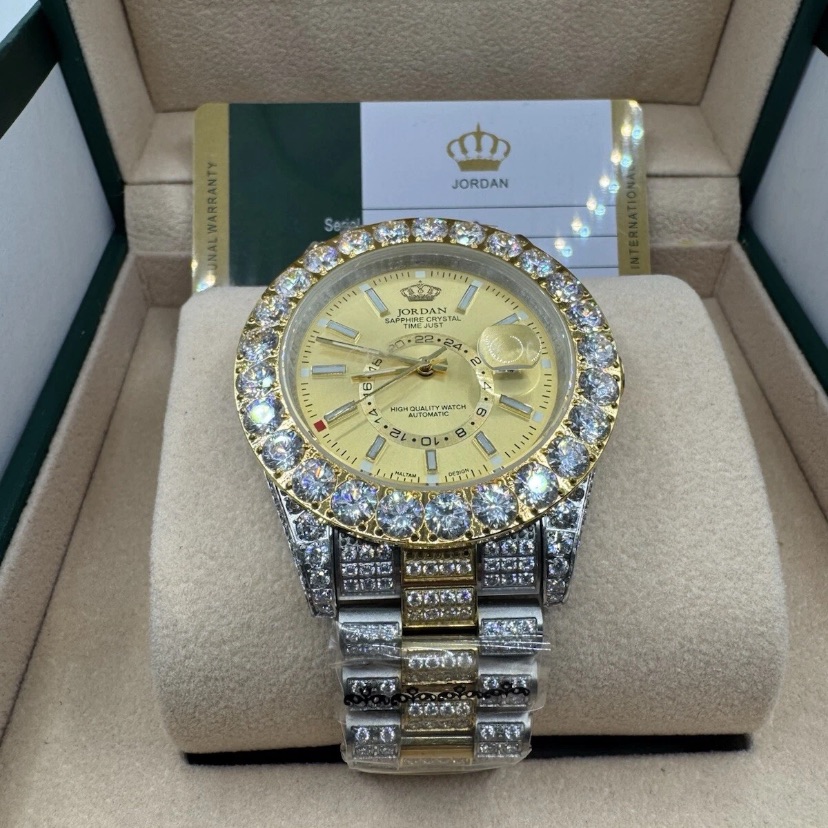 Jordan Gold And Silver Timepiece With Crystal Detailing